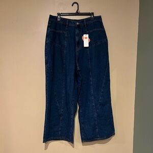 Cider Baggy Jeans Womens XL (10) Blue High Rise Wide Leg Denim 100% Cotton Y2K